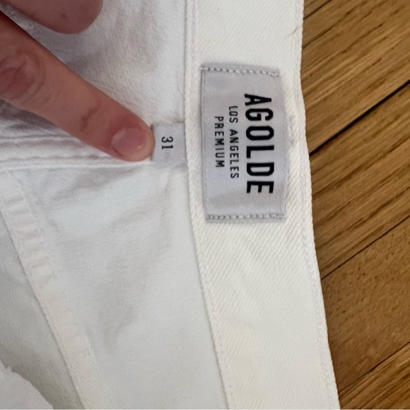 AGOLDE RILEY HIGH RISE STRAIGHT CROP (STRETCH) JEAN IN SOUR CREAM - Picture 8 of 10